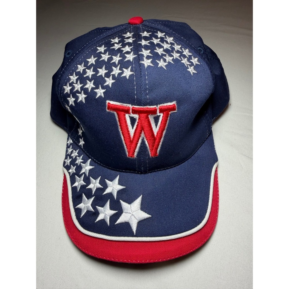 Nissun Cap Mens Navy‎ Blue Red Stars W Embroidered Baseball Hat Adjustable NWT